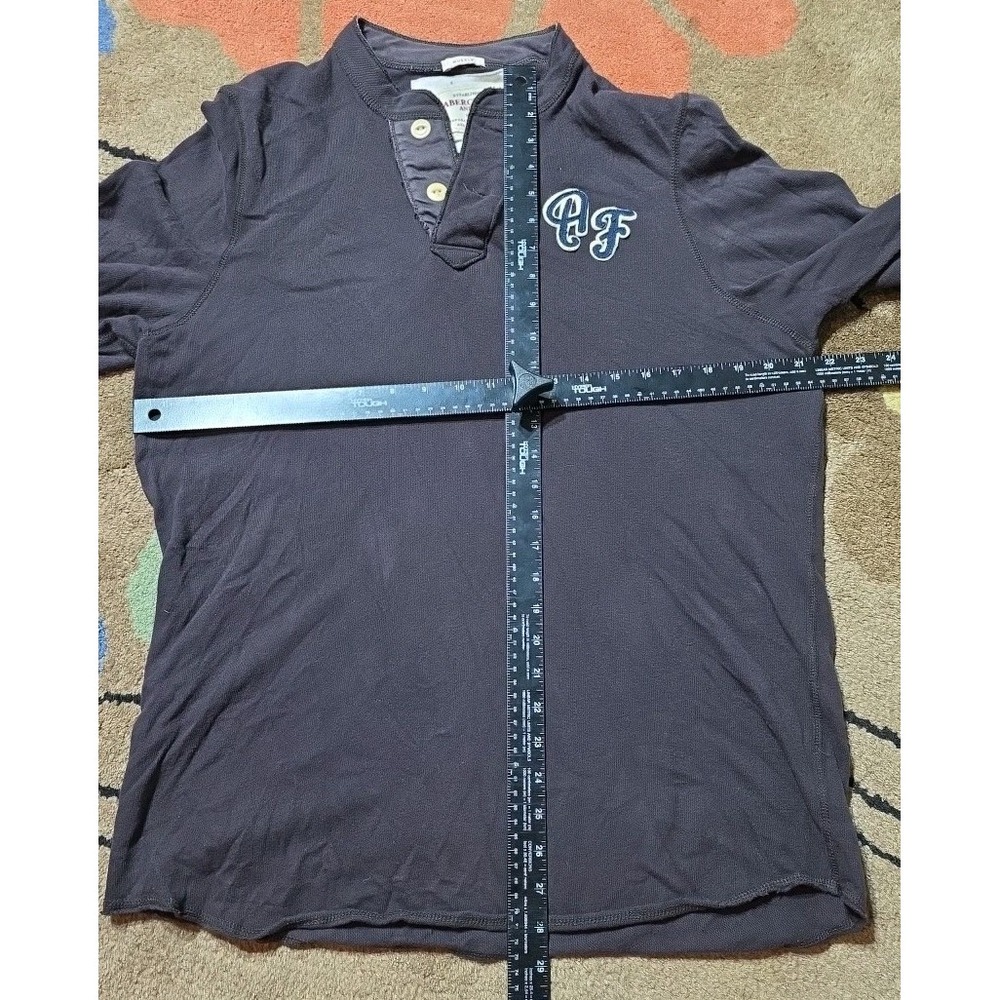 Vintage ABERCROMBIE FITCH Shirt Mens L Brown Henley Long Sleeve Muscle Y2K Faded